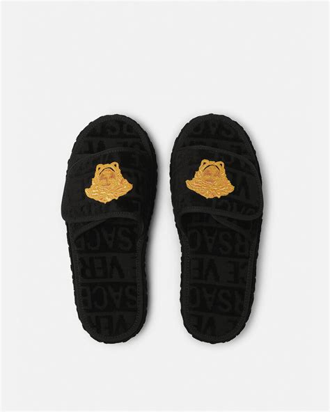 versace slippers black and gold|Versace slippers for women.